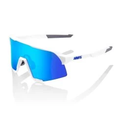 Lunettes 100% S3 Blanc Mat Avec Verre à Effet Miroir HiPER Bleu
