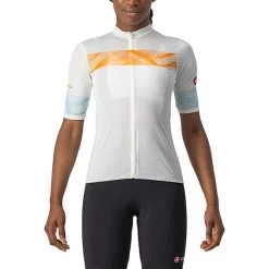 Maillot Castelli Fenice Manche Courte Blanc Orange Femme