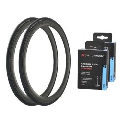 Pack 2 Huntchinson Fusion 5 700 X 25 TT All Season + 2 Chambres à Air Hutchinson 700 X 25-30 Valve Presta 60 Mm