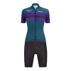 Équipement Santini Nova Eroica Opera Full Zip Gravel Bleu Noir Femme